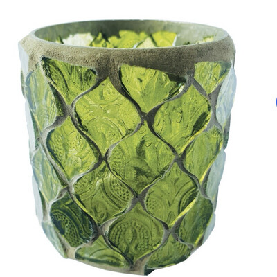 Cco Green Recycled Glass Votive Holder 3x3.25