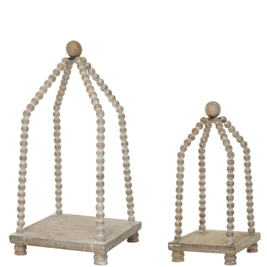 Cco Lg Wood Platform w/beads 19x9x9