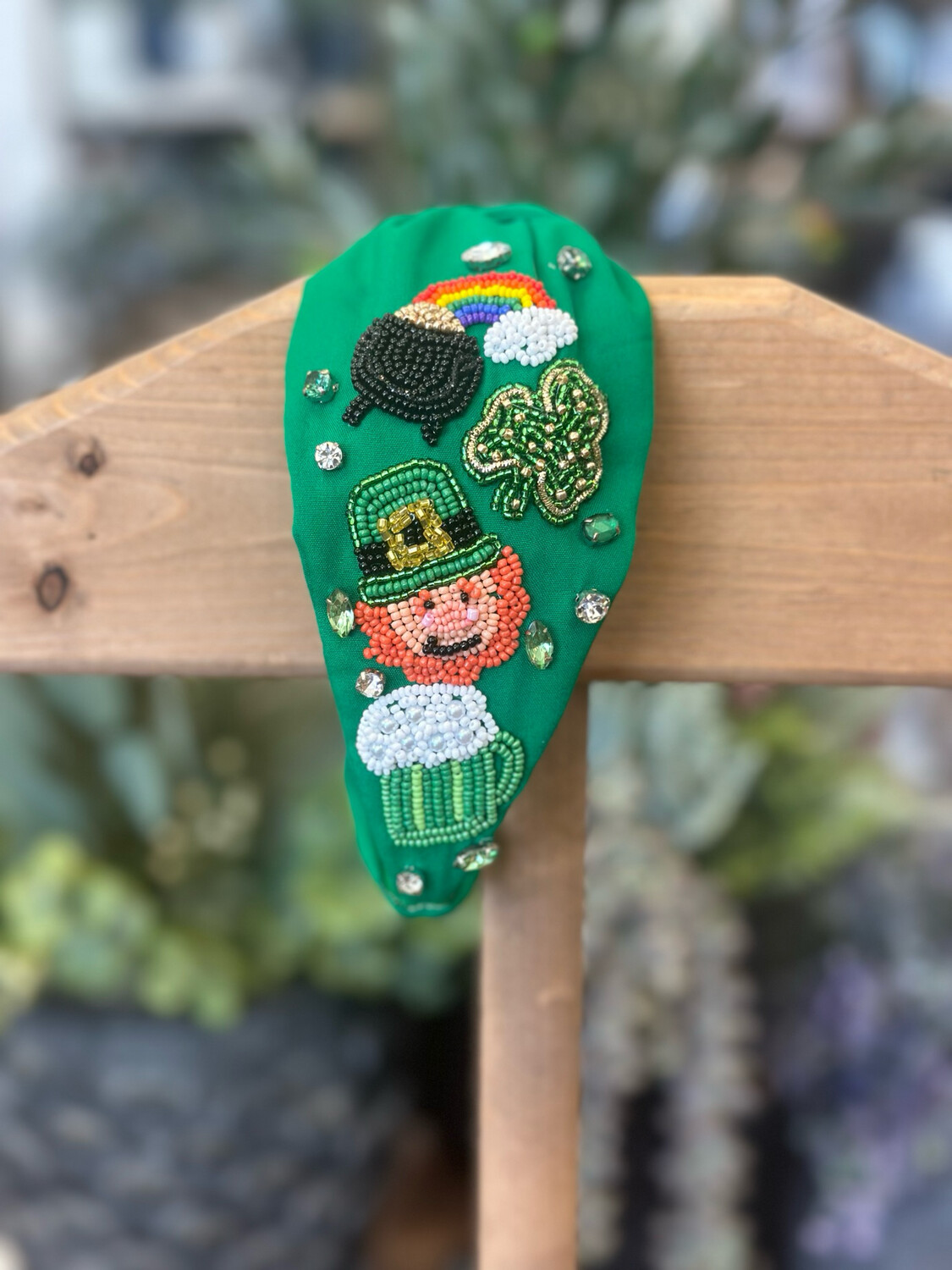 DAV HB Beaded Green Shamrock