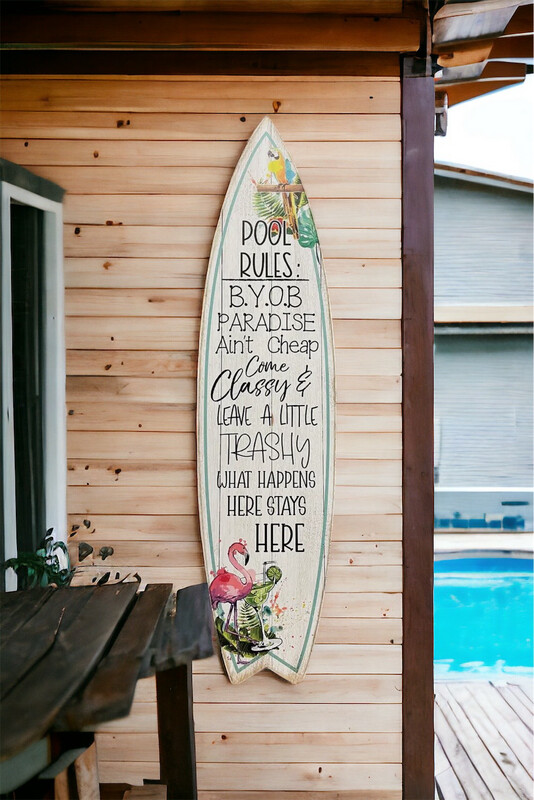 Jarmz White Surf Board Pool Rules 11x45
