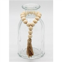 WT Short Ribbed Glass Jar w/beads 5.5&quot;