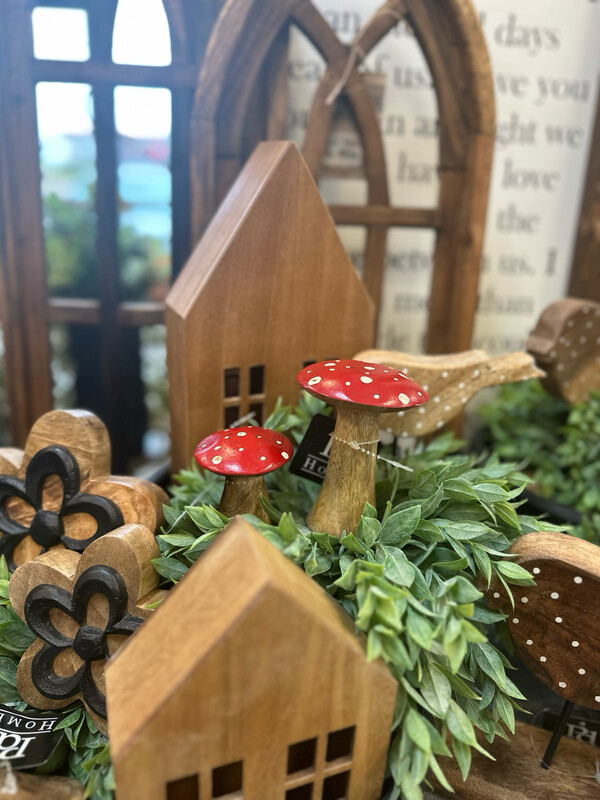 Pdg Lg Wooden Mushroom 4"
