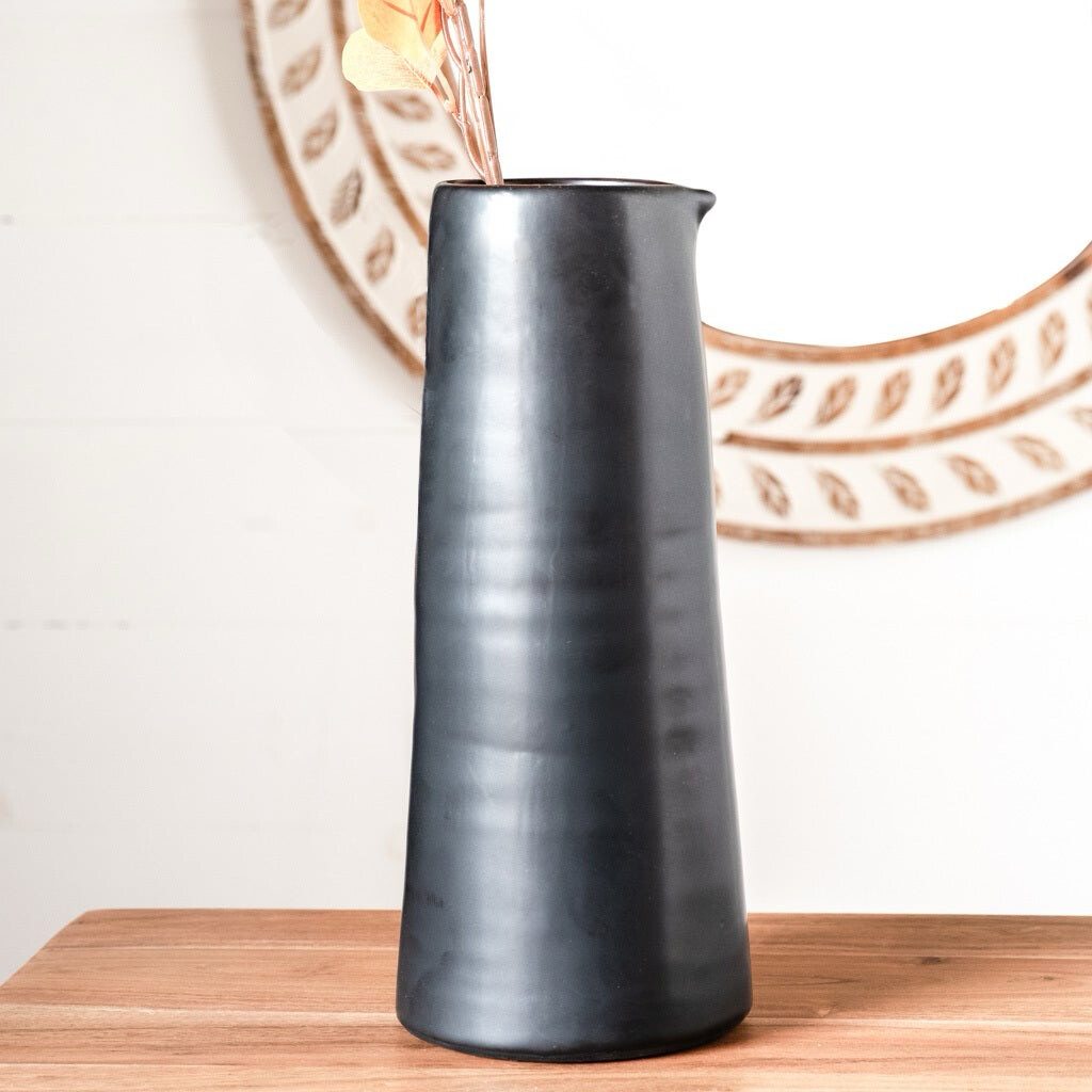 Pdg 13&quot; Smooth Black Ceramic Vase