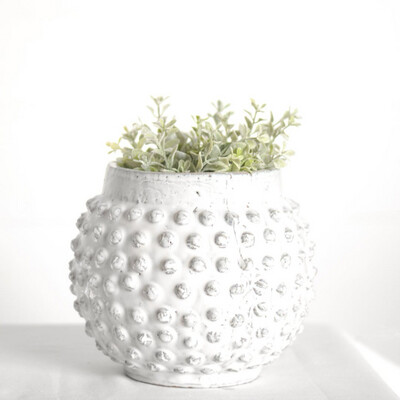 Pdg 7" White Dot Pattern Vase