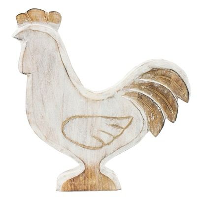 WT XL White Rooster Mango Wood 12x12