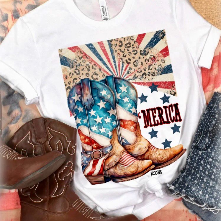 JC Md &#39;Merica Cowboy Boots T-Shirt