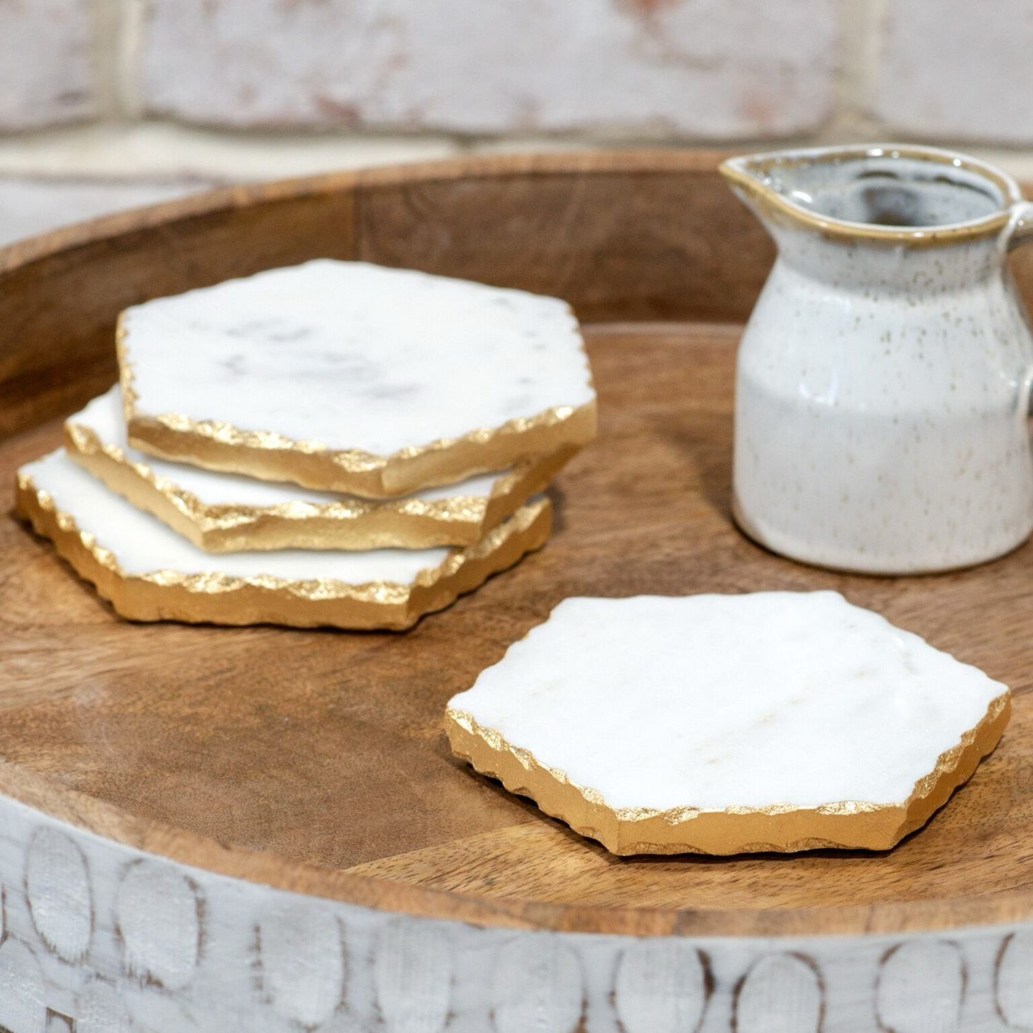 Pdg Gold Foil Edge Marble Coasters