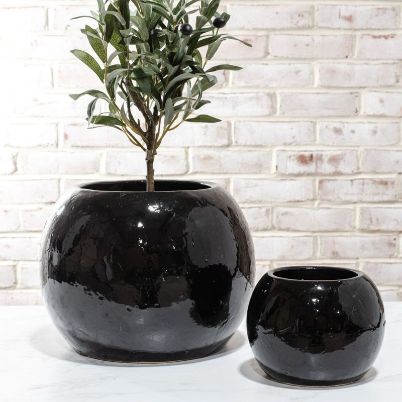 Pdg Lg Gloss Black Planter 9.75x12