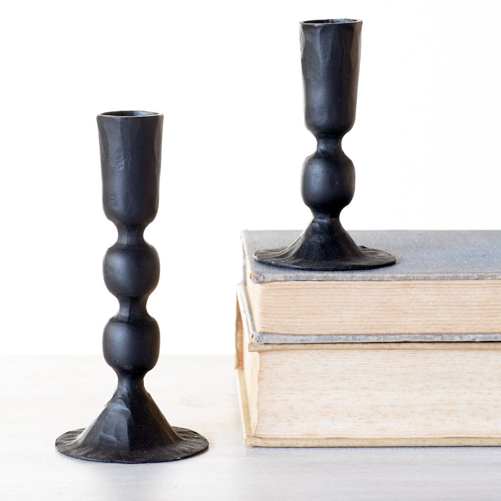 Pdg Lg 5.6&quot; Black Candle Holder
