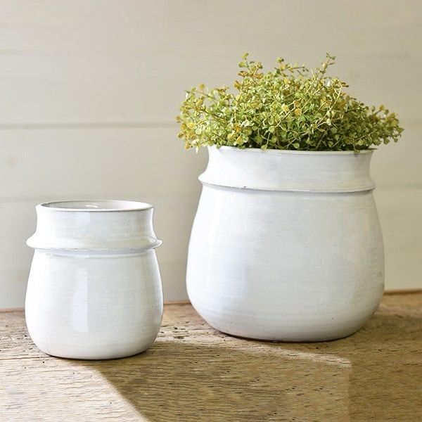 Pdg Lg Fat Planter White 9.5x9