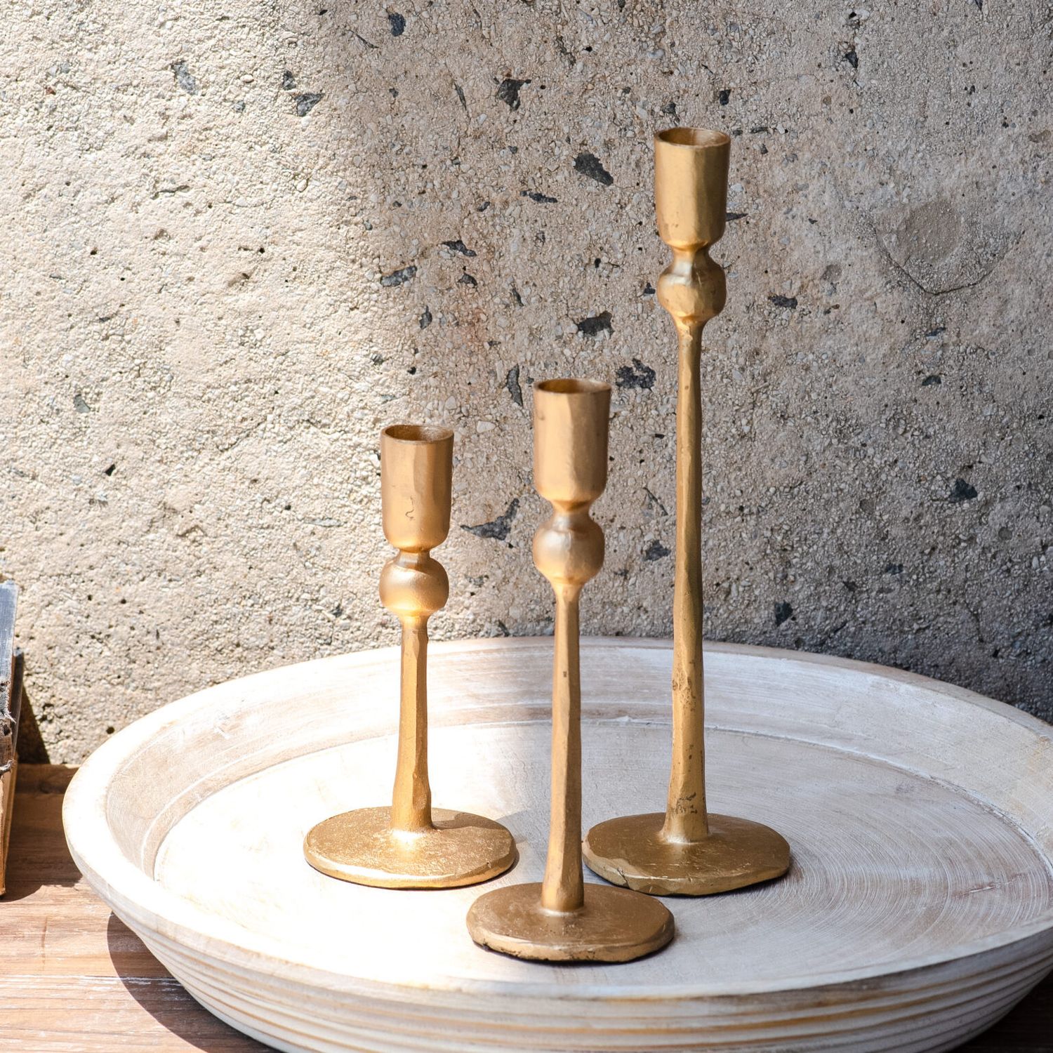 Pdg Lg 11.1&quot; Gold Iron Ball Candle Stand