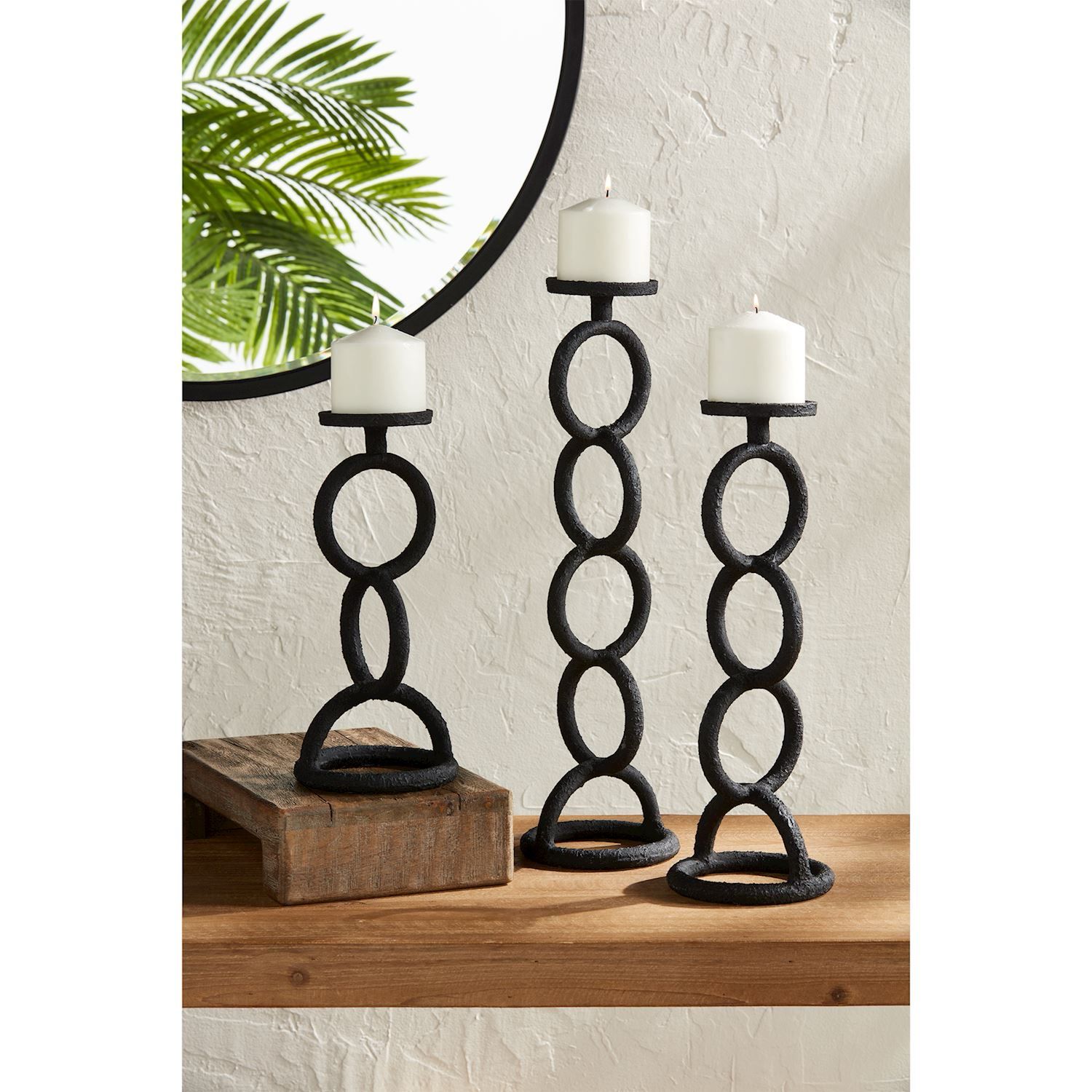 MP Sm Chain Link Candlestick Black 11.5&quot;