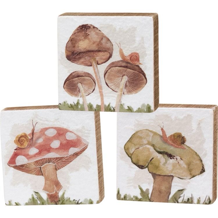 Pbk Set/3 Mushroom Block Signs