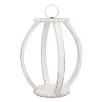 WT Curved Beaded Whitewashed Lantern 10.25x12.2