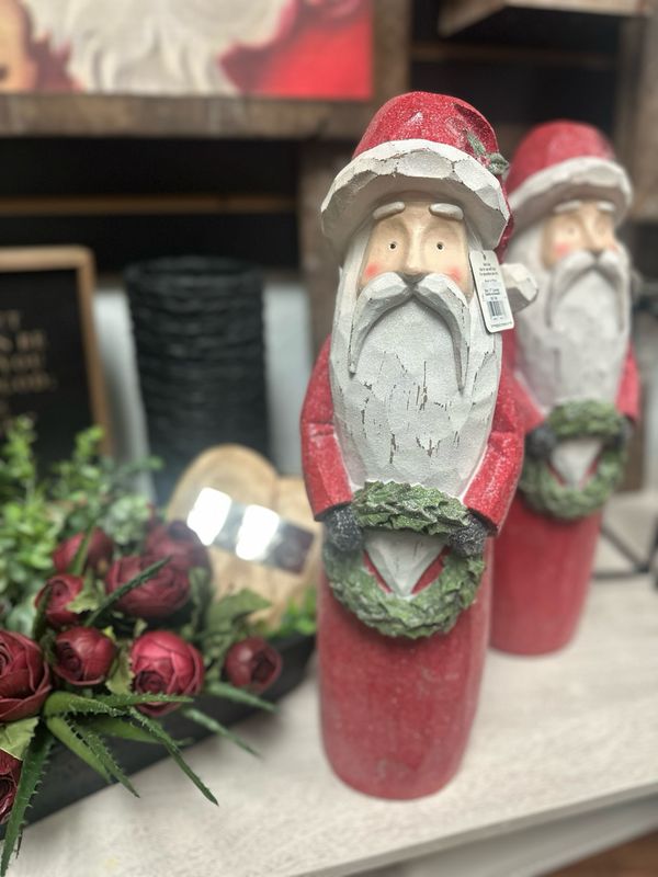 Raz 17&quot; Carved Santa w/wreath