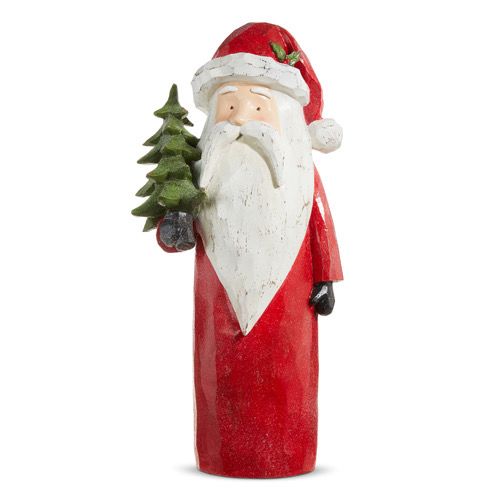 Raz 21.5&quot; Carved Santa w/tree