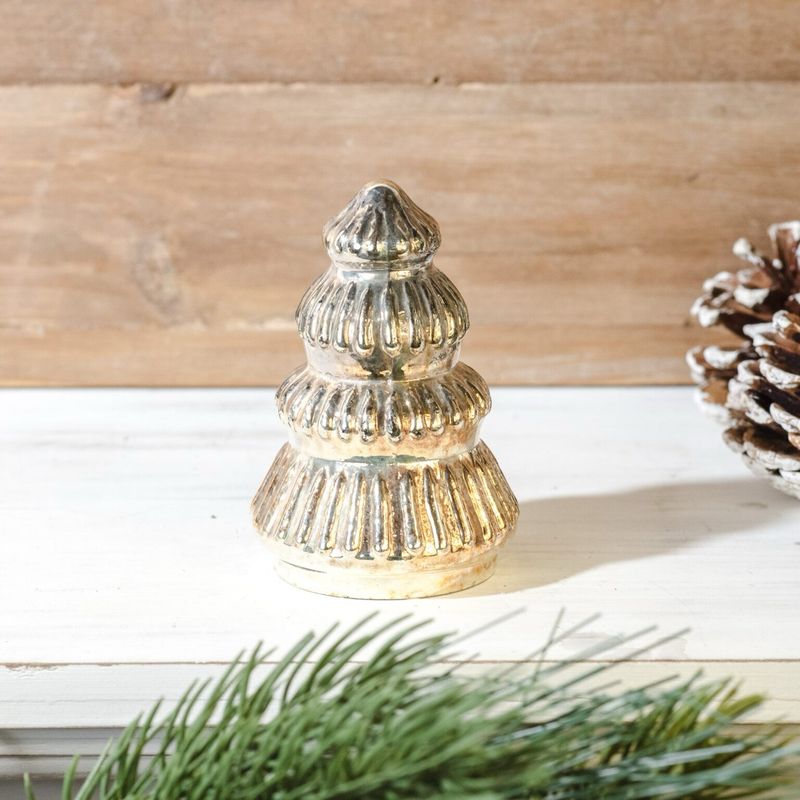 PDG 3.5&quot; Gold Glass Deco Tree