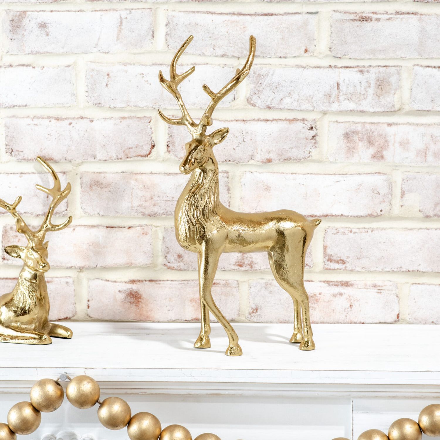 PDG 14.5&quot; Gold Bent Leg Standing Reindeer
