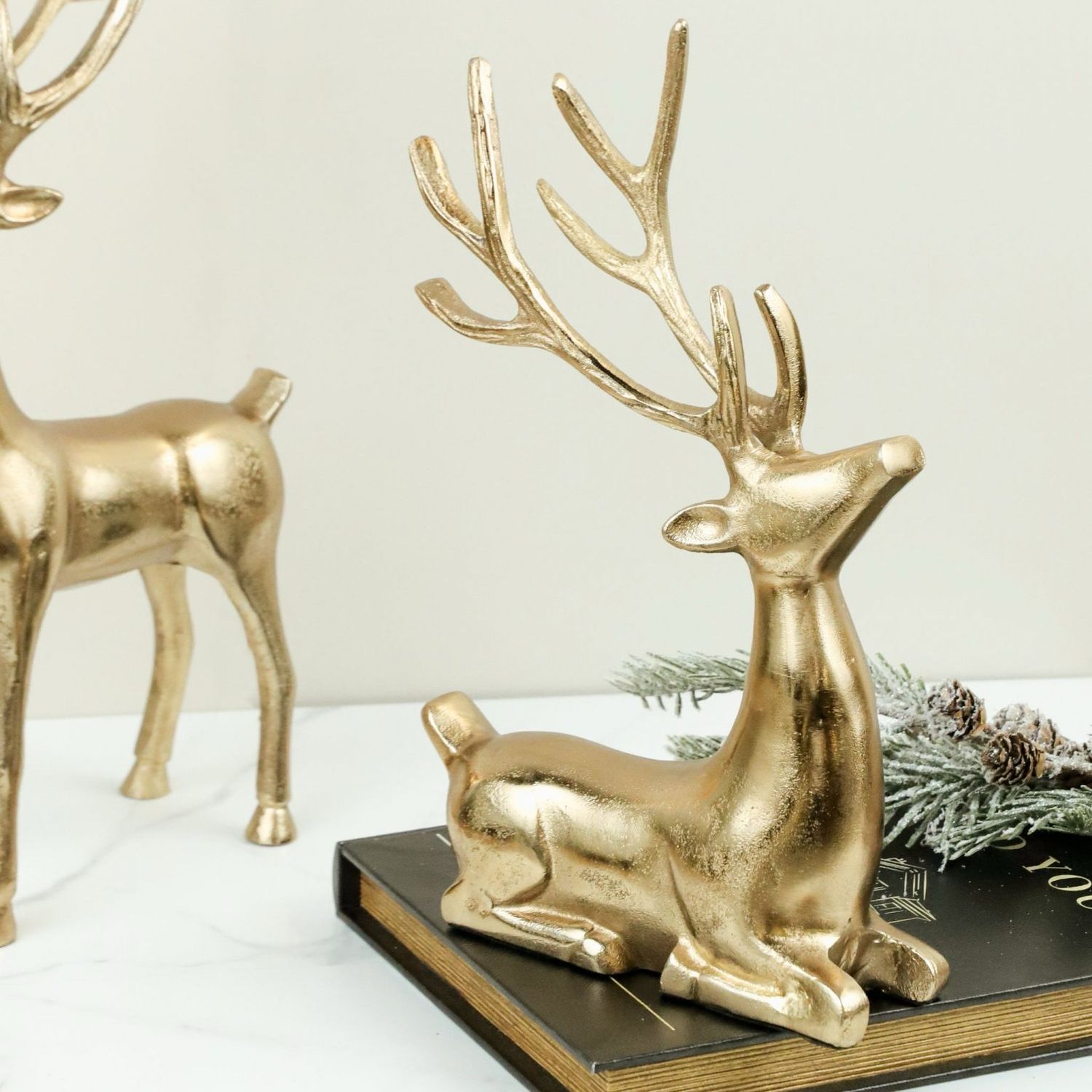 PDG 14" Gold Resting Reindeer
