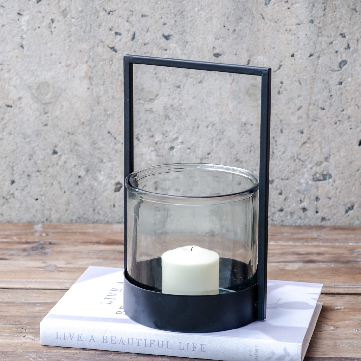 PDG 13&quot; Tin Glass Windlight 13x8.25