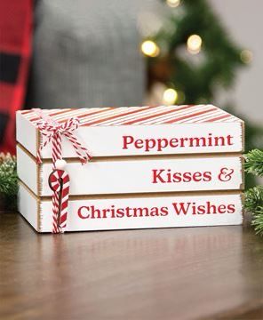 Col Peppermint Kisses Book Stack 3.75x7.4x5.1