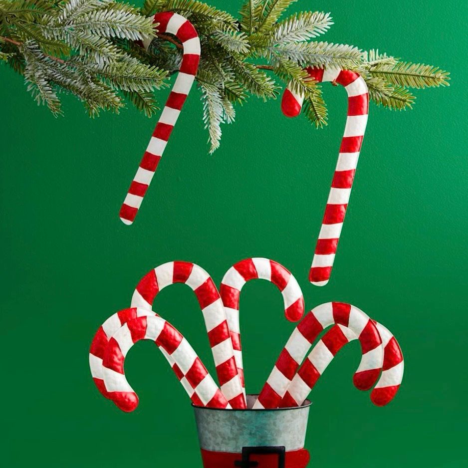 MP Tin Candy Cane Orn 12&quot;