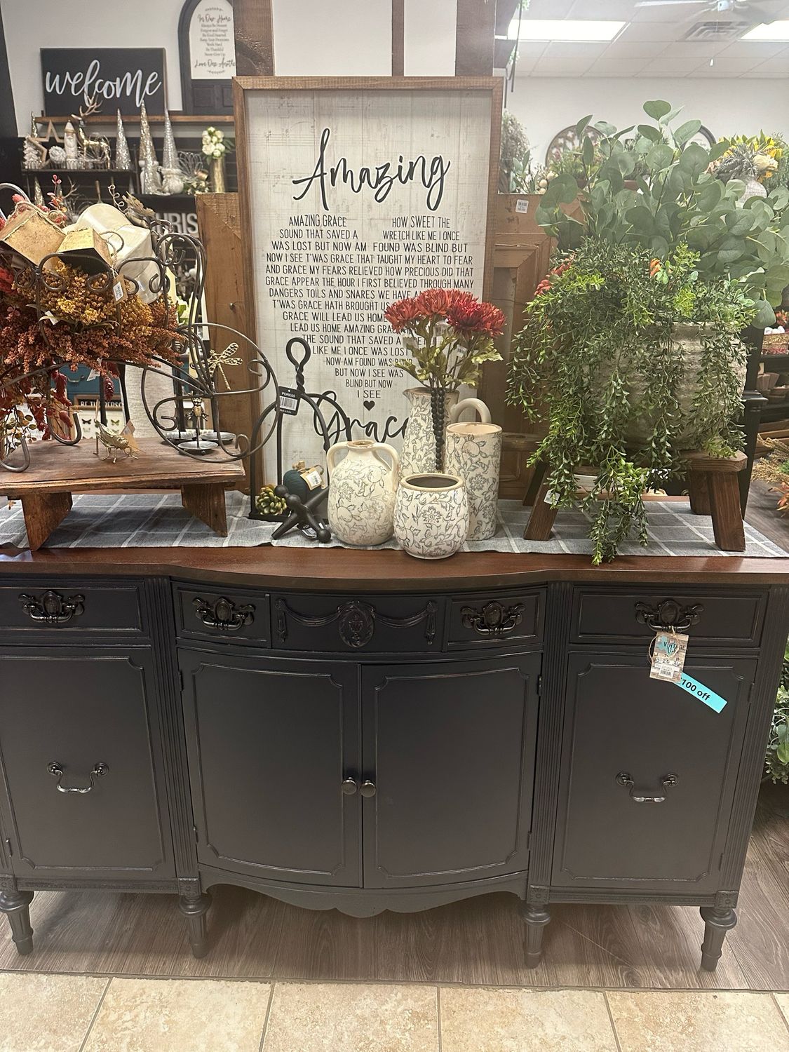 VV Navy Bowed Buffet 60x20x36