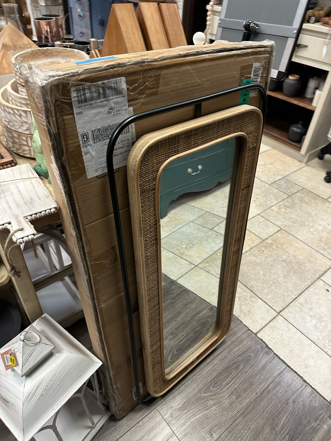 Ger Wood &amp; Metal Wall Mirror 39x19