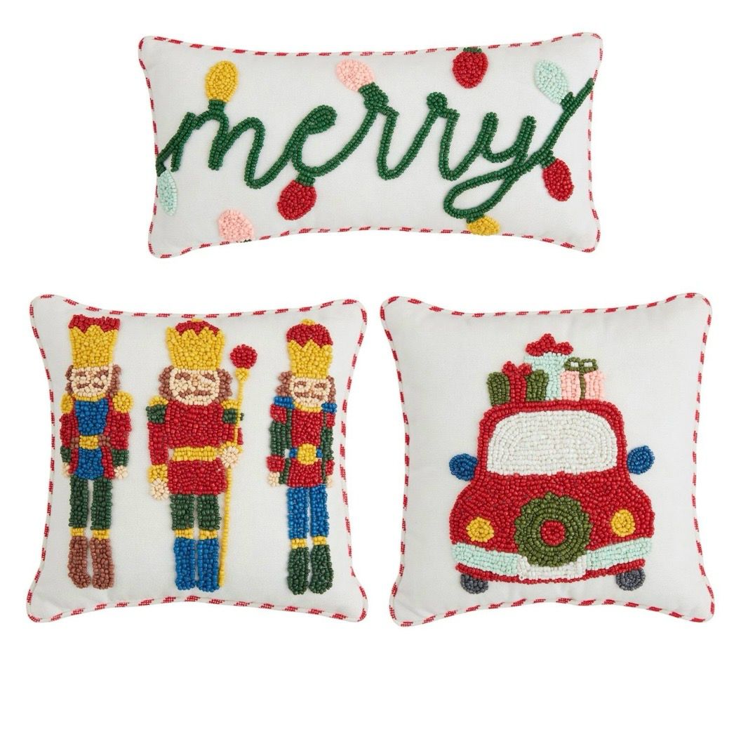MP Merry Mini Beaded Pillow 6x11.5