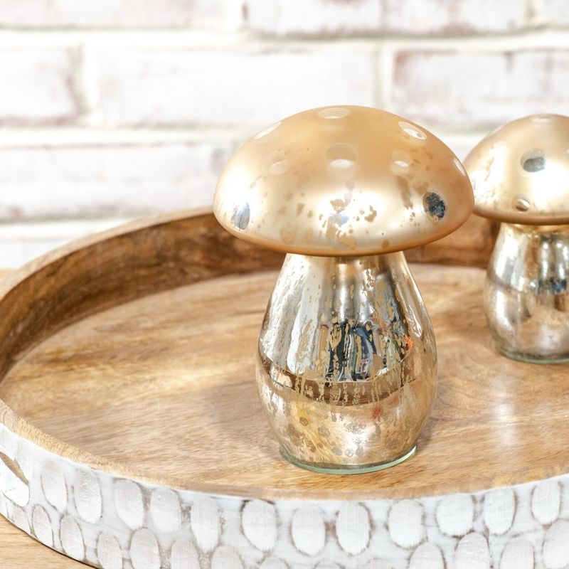 Pdg 6.5&quot; Gold Glass Mushroom