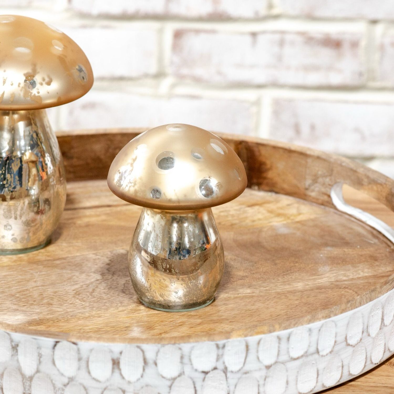 Pdg 5&quot; Gold Glass Mushroom