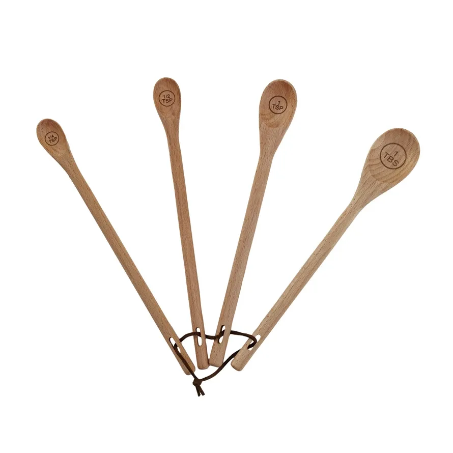 Cco Beech Wood Measuring Spoons Brown Set/4