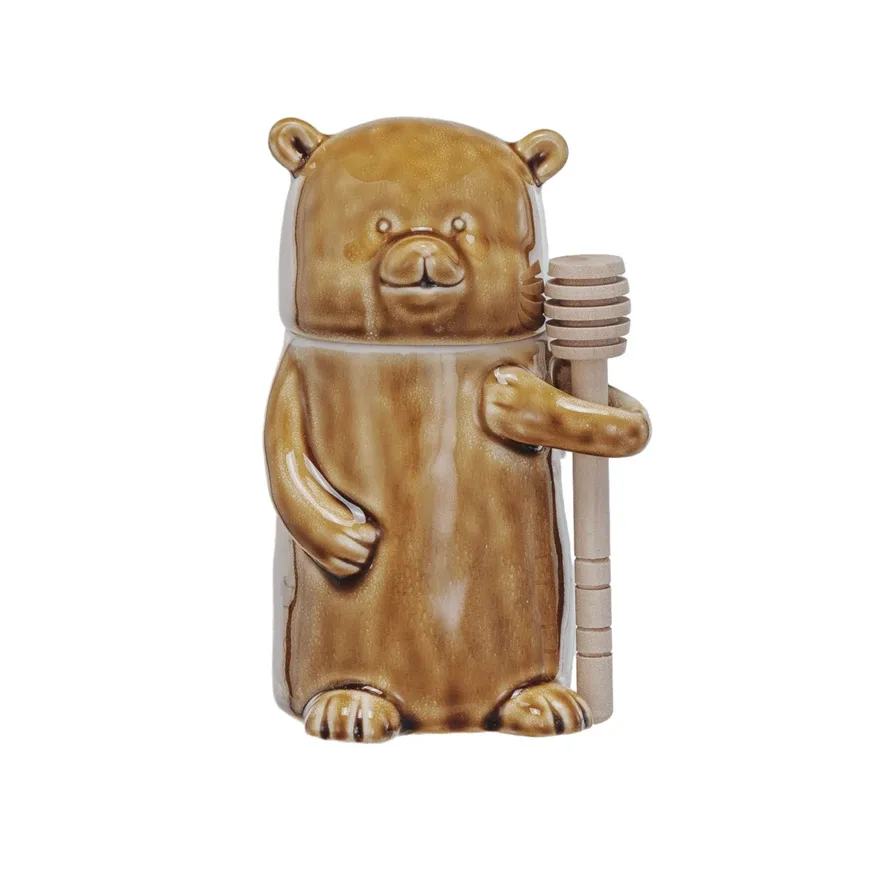 Cco Bear Honey Jar w/dipper 5&quot;