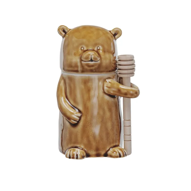 Cco Bear Honey Jar w/dipper 5&quot;