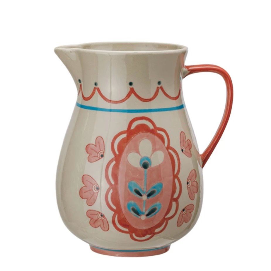 CCO 3qt Hand Painted Pitcher w/flowers