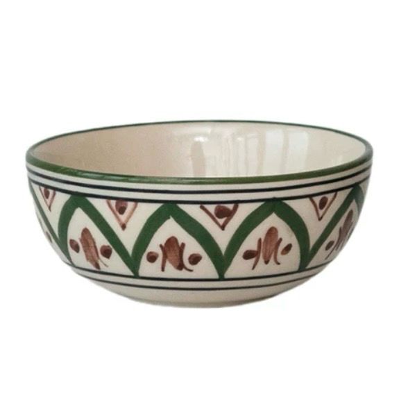 CCO Green &amp; Brown Bowl Hand Painted