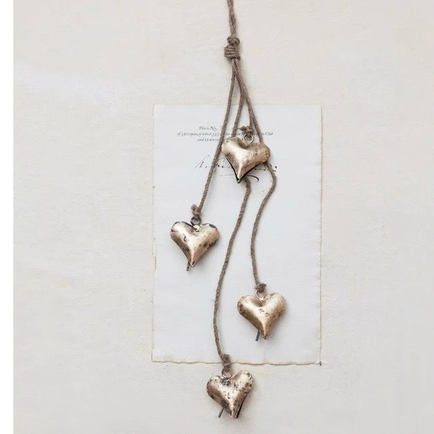 CCO 25.75&quot; Brass Hearts On Jute Rope