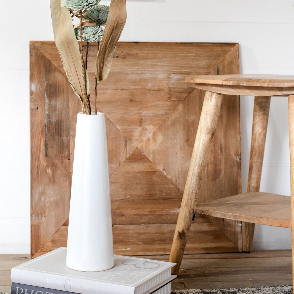 Pdg 13&quot; White Narrow Cone Vase