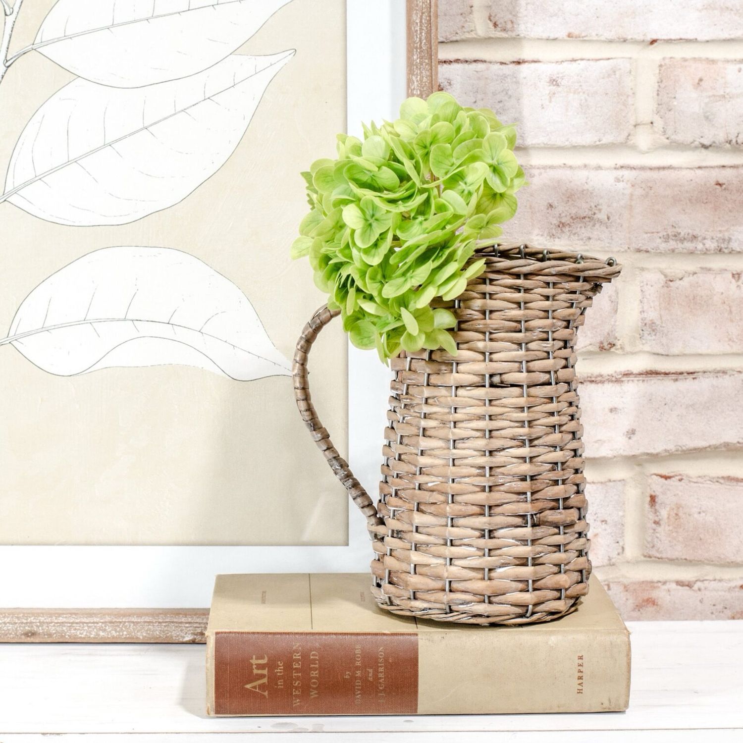 PDG 10&quot; Wicker Pitcher Vase