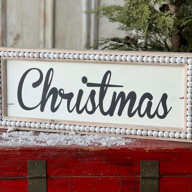 Vin Beaded Cmas Sign 8x20