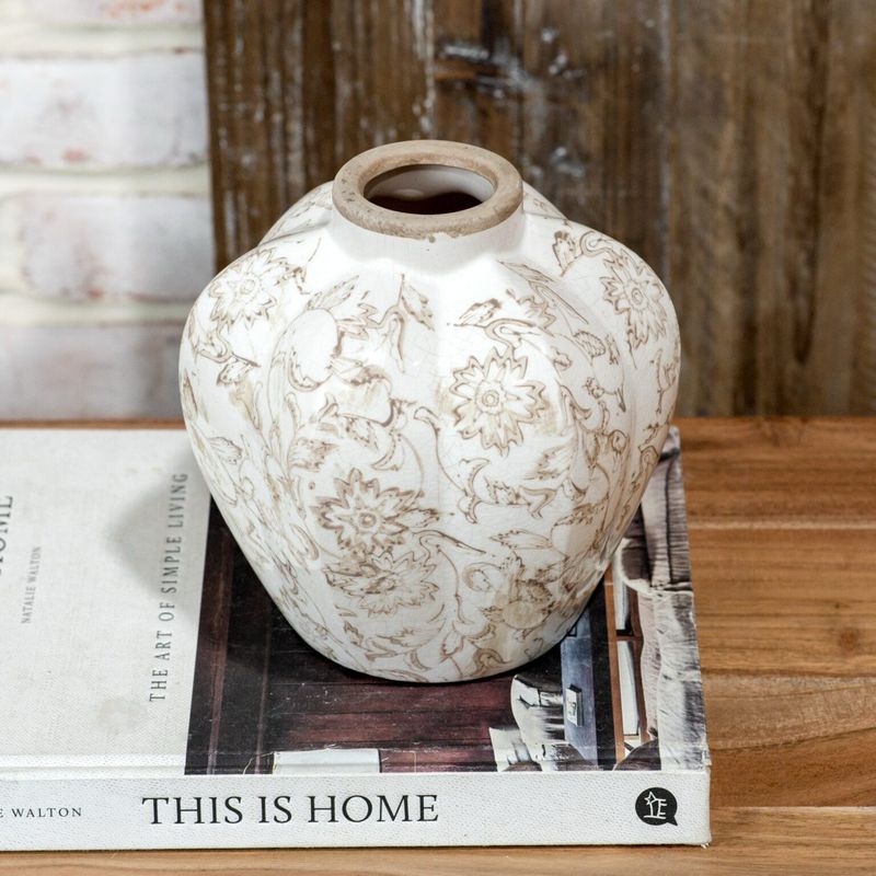 Pdg 6.5" Beige Heirloom Accent Vase
