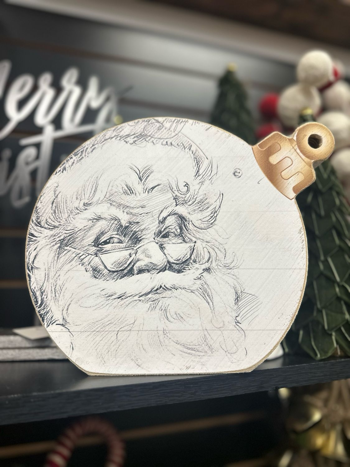 Jarmz ornament sitter 10x8 b/w Santa 