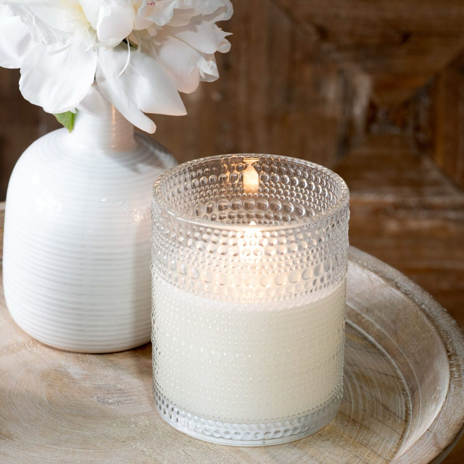 Pdg 5&quot; LED Beaded Glass Candle