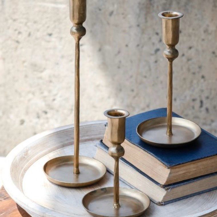 Pdg Sm Gold Plate Candle Holder 6&quot;