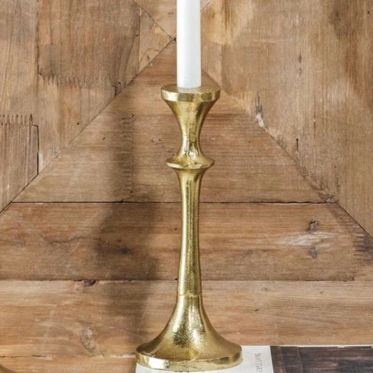 Pdg Lg 9.5&quot; Gold Candle Holder