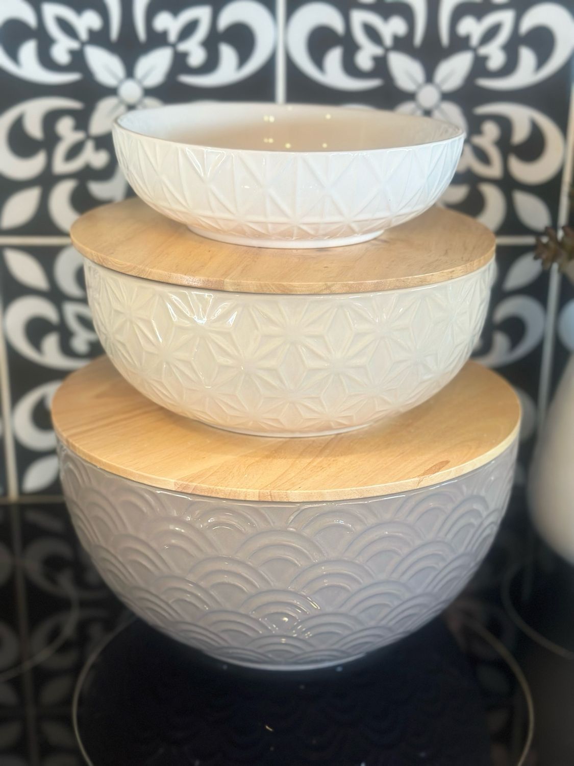 DWL Set Of 3 Grey Ceramic Bowls