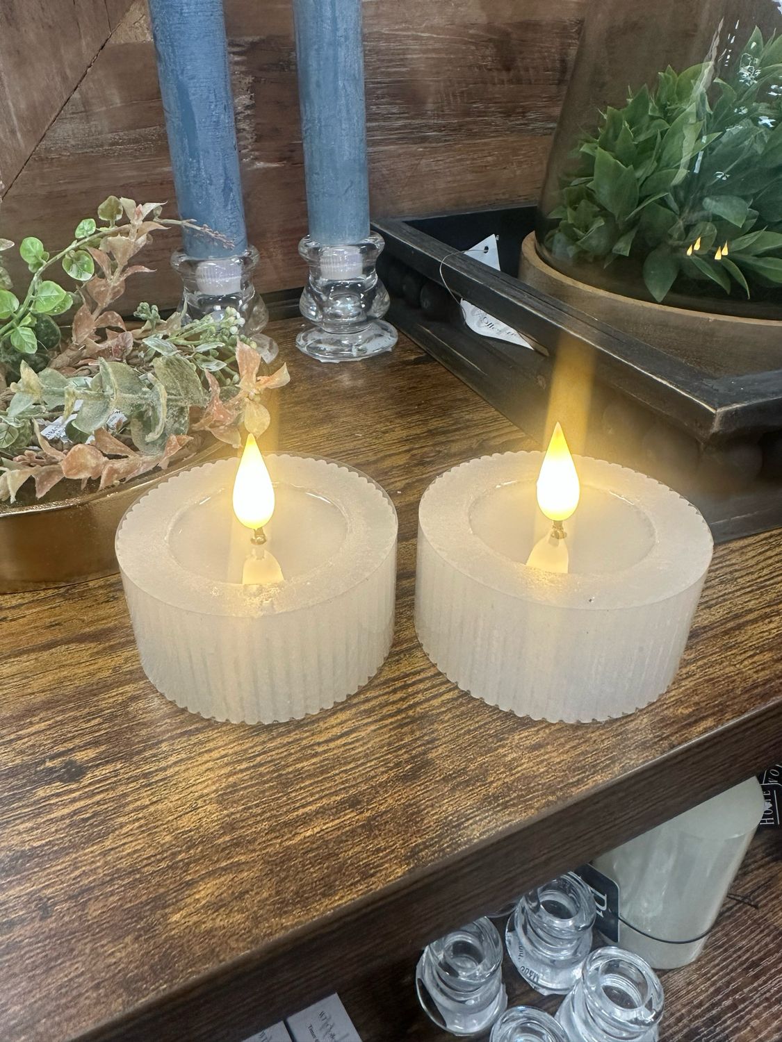 WTC Short Ridged White Votive LED Candles 2 Count