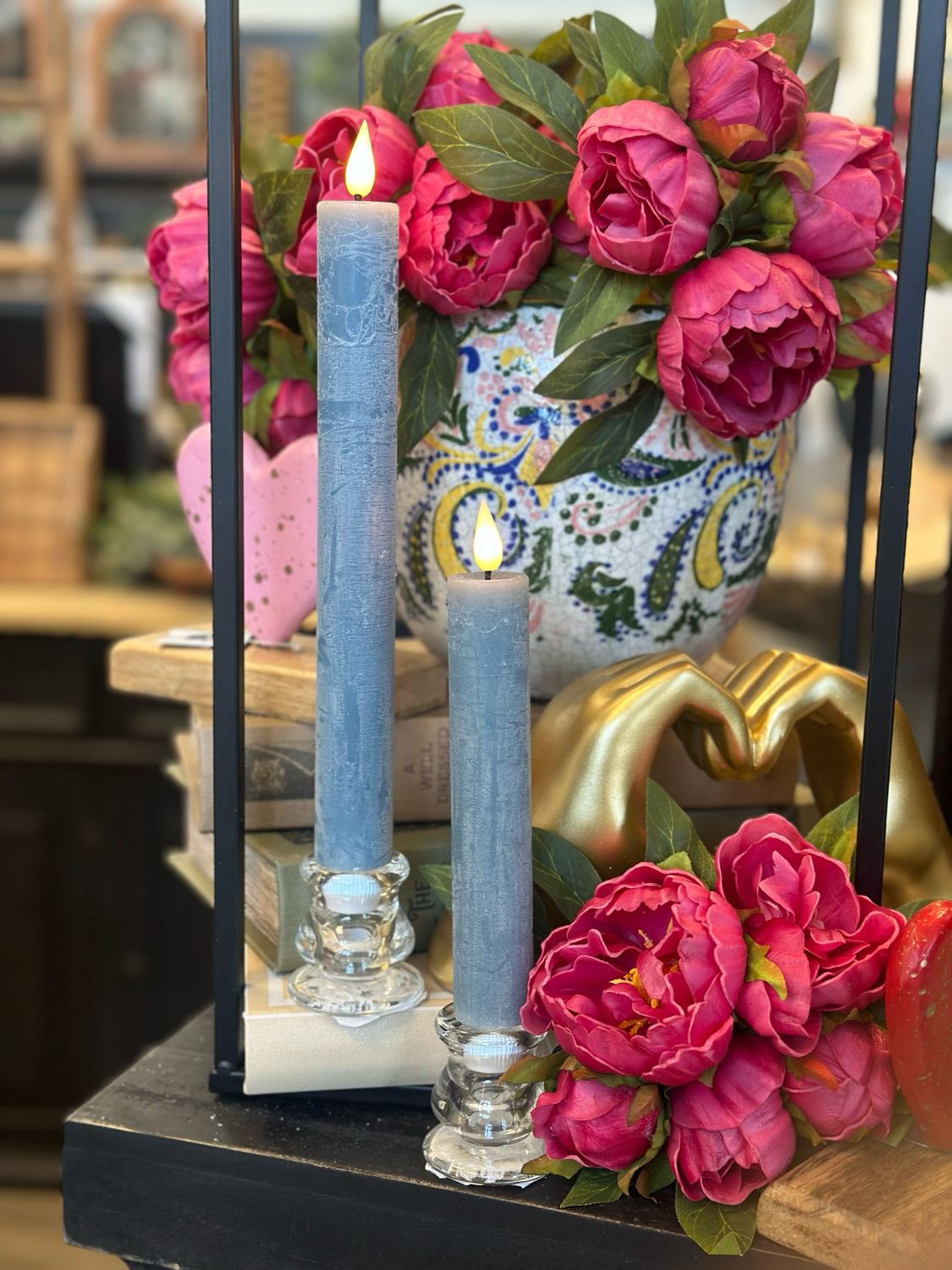 WTC Tall Blue Thick Taper LED Candle 11.5&quot;