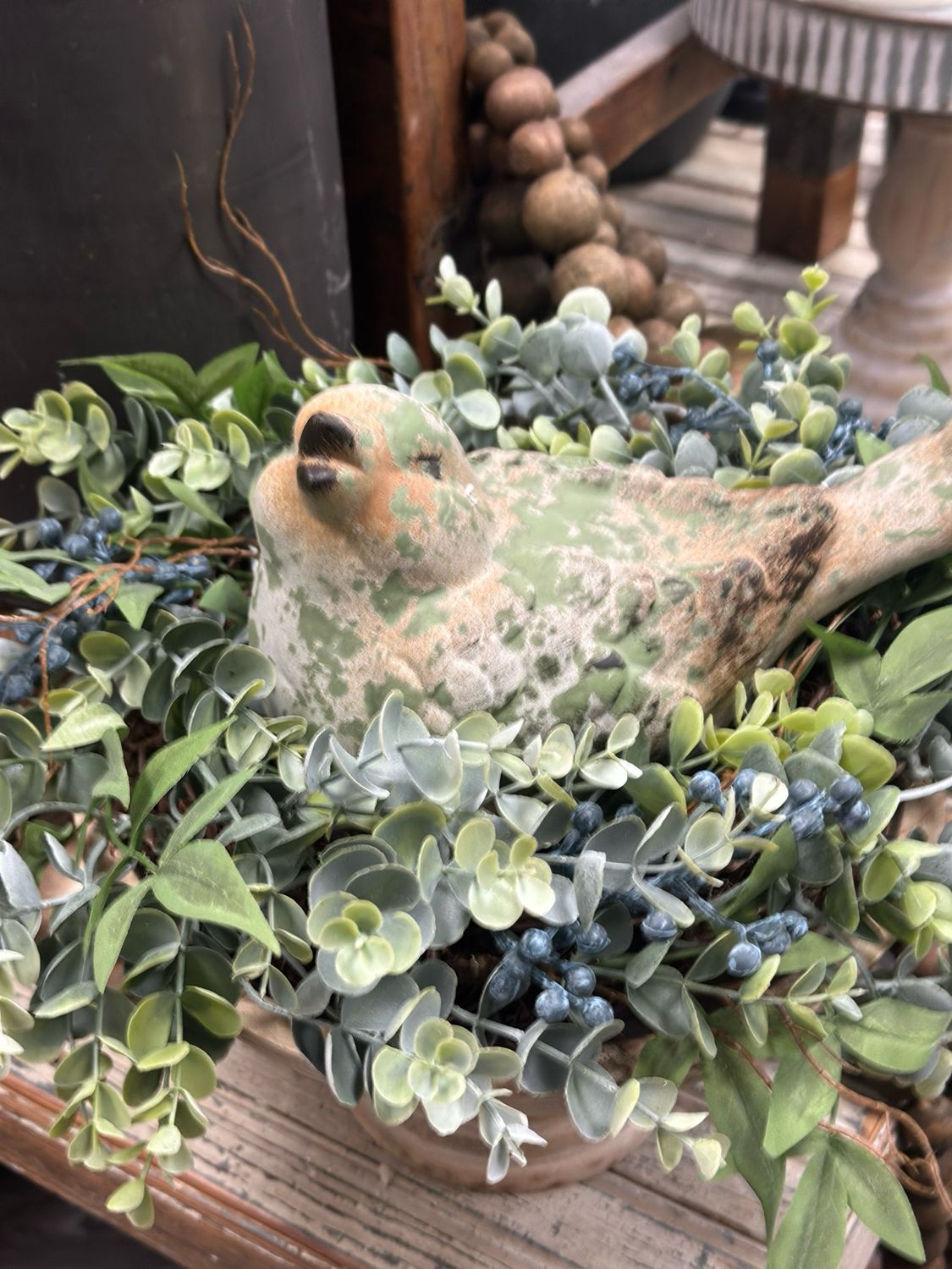 WTC Green Resin Chirping Bird 7.5x4.5x6.7