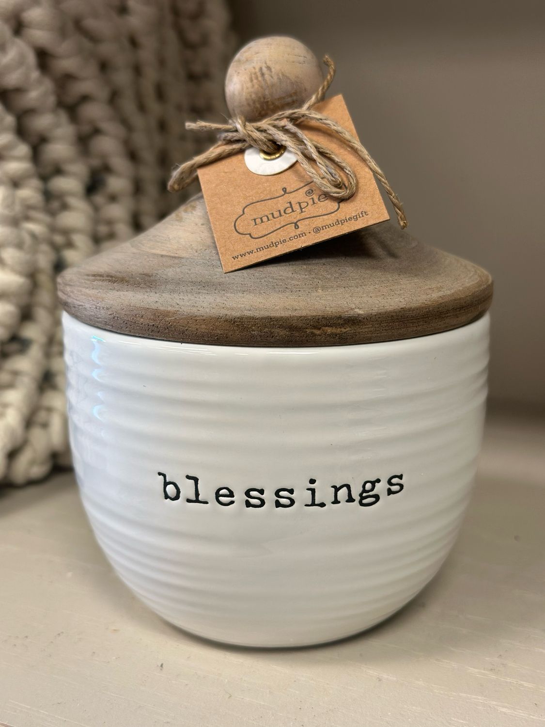 MP Blessings Jar w/wood Lid 5.5x4.5